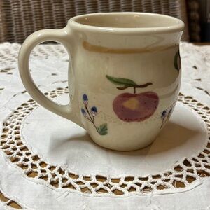 Longaberger fruit, medley, hand painted mug signed by “EN”
